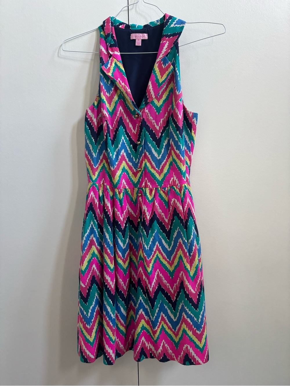 Lilly Pulitzer Sleeveless Chevron Midi Dress in Pink & Teal